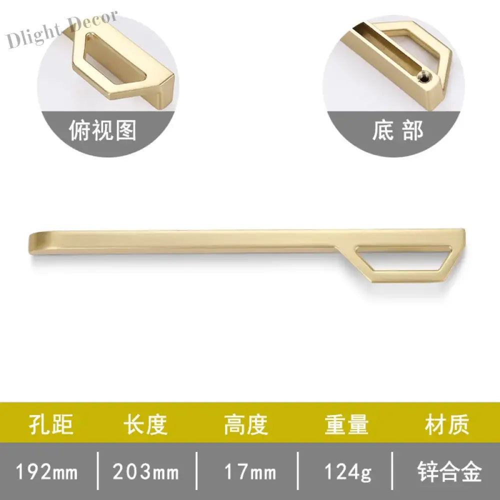 Gold and Pearl Grey Cabinet Handles - Modern Zinc Alloy Pulls for Kitchen and Furniture Gold drawing 192mm Handles