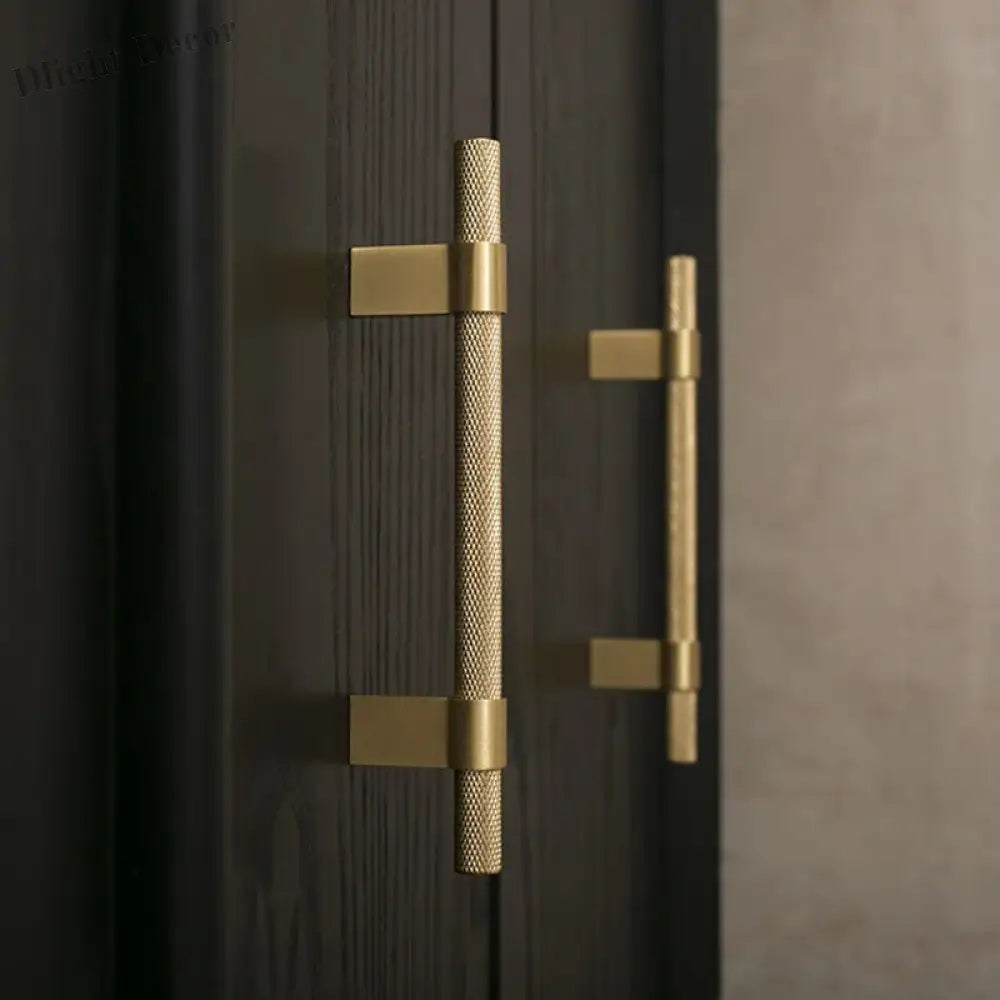 Gold Black Textured Furniture Handle Brass Wardrobe Mesh Pulls Drawer Cabinet Knobs Modern French Door Bar Handles