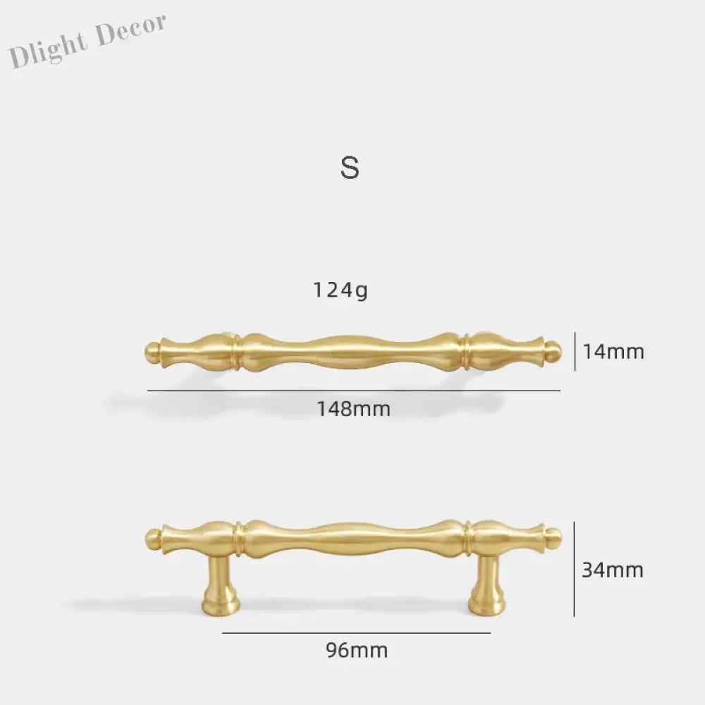 Gold Brass Cabinet Bar Handle – American Vintage Drawer Pull and Wardrobe Knob 148mm bar Handles