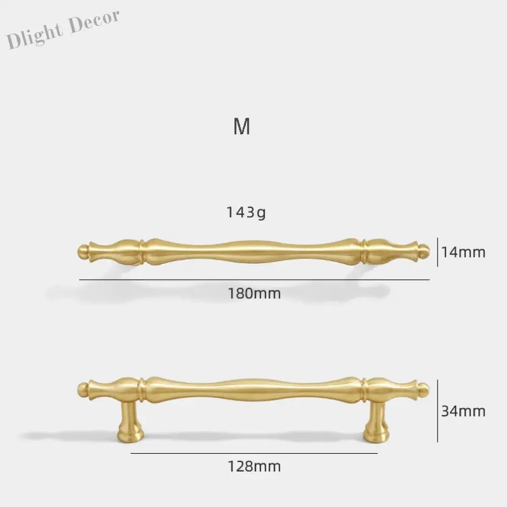 Gold Brass Cabinet Bar Handle – American Vintage Drawer Pull and Wardrobe Knob 180mm bar Handles