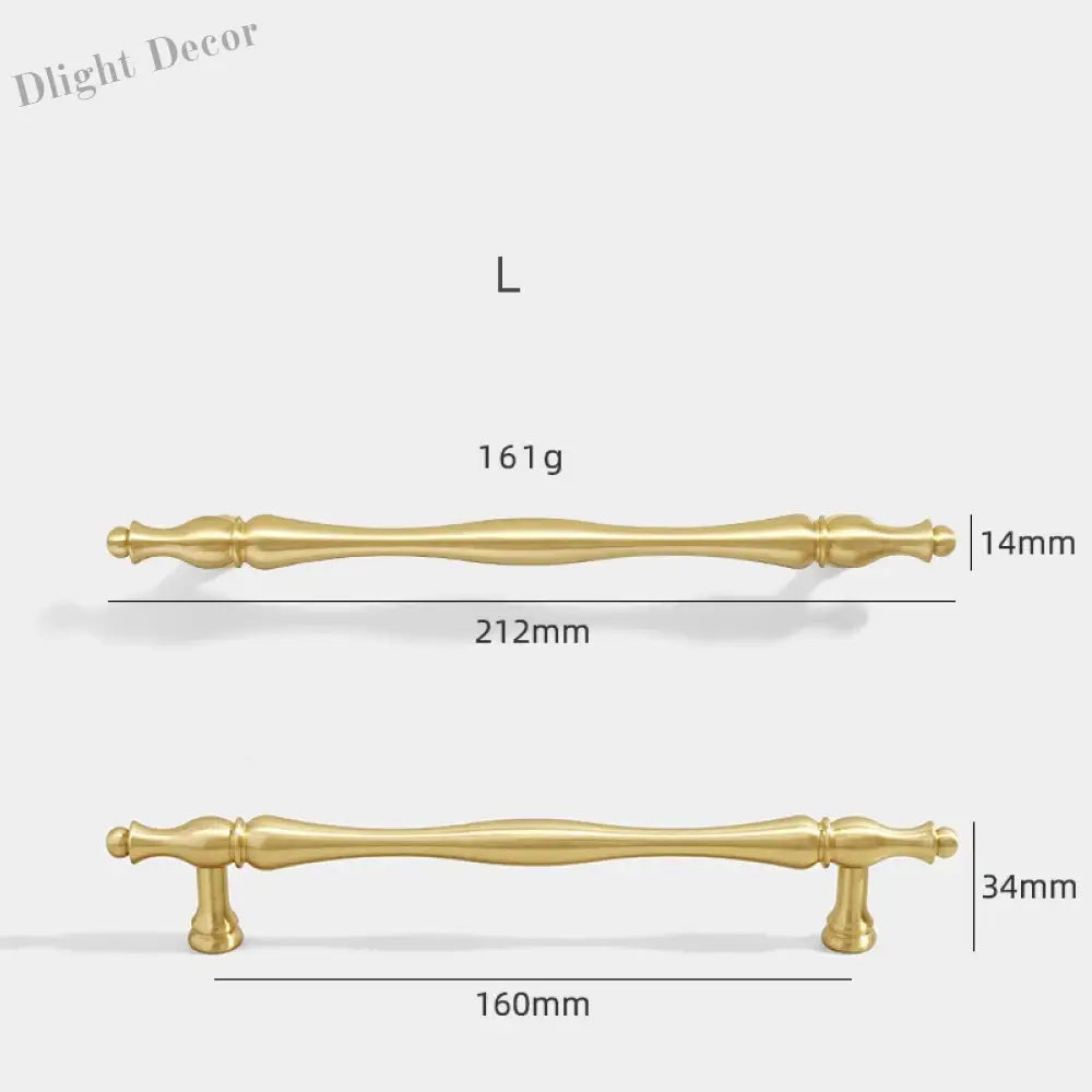 Gold Brass Cabinet Bar Handle – American Vintage Drawer Pull and Wardrobe Knob 212mm bar Handles