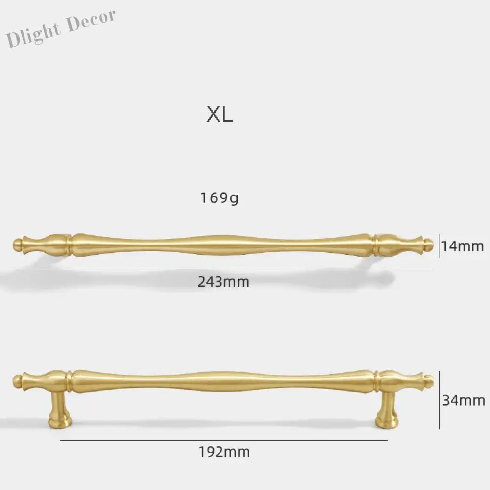 Gold Brass Cabinet Bar Handle – American Vintage Drawer Pull and Wardrobe Knob 243mm bar Handles