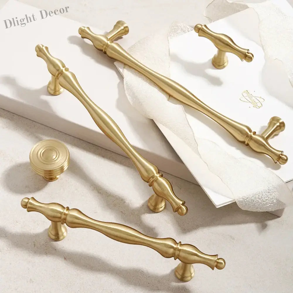 Gold Brass Cabinet Bar Handle – American Vintage Drawer Pull and Wardrobe Knob Handles