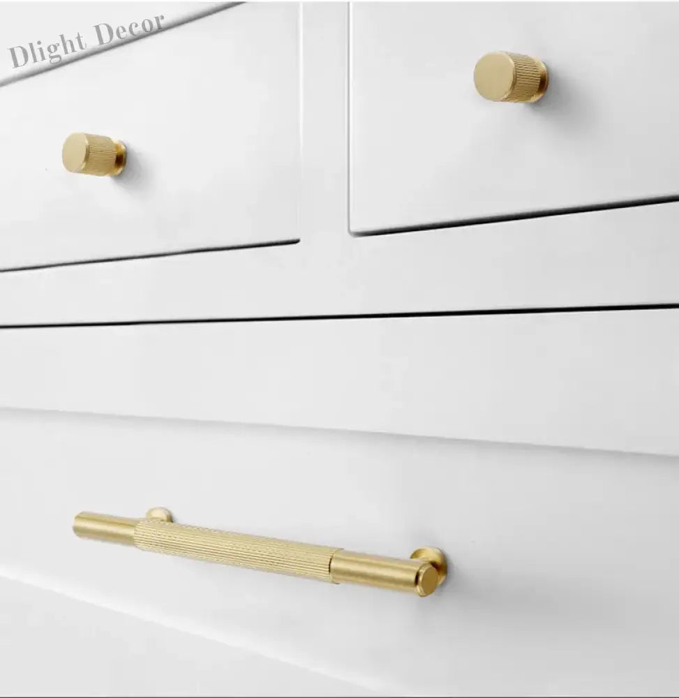 Gold Brass Cabinet Handles – Liner Knobs and Kitchen Drawer Bar Pulls for Furniture Handles
