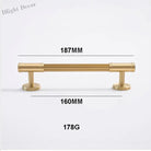 Gold Brass Vertical Linear Cabinet Handles – American-Style Wardrobe and Bar Pulls 187mm Handles