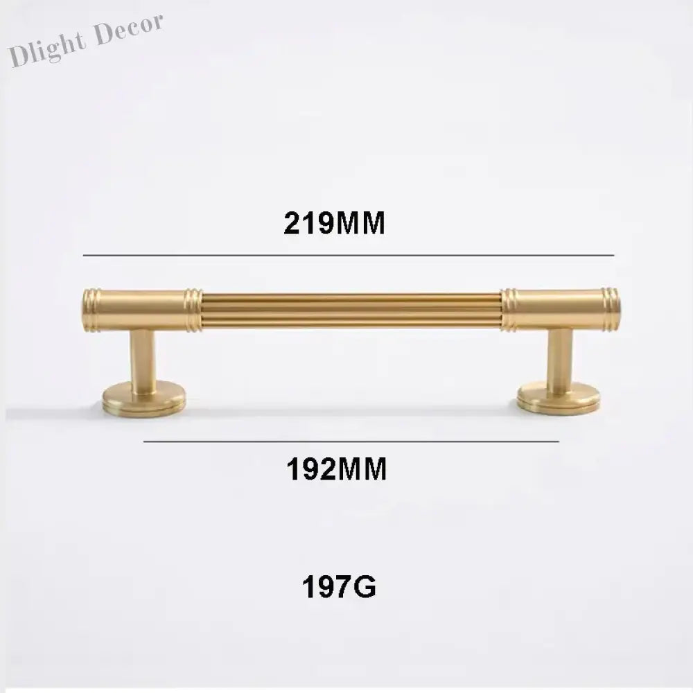 Gold Brass Vertical Linear Cabinet Handles – American-Style Wardrobe and Bar Pulls 219mm Handles