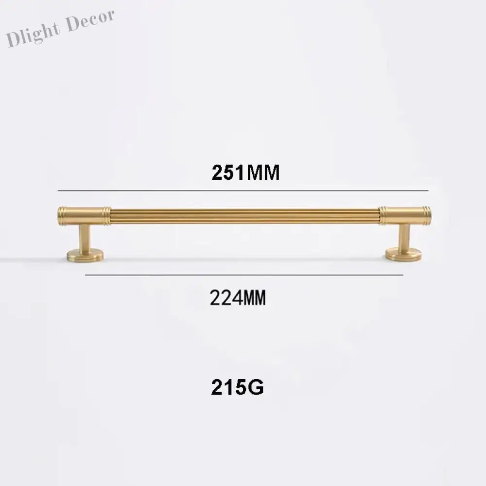 Gold Brass Vertical Linear Cabinet Handles – American-Style Wardrobe and Bar Pulls 251mm Handles