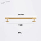 Gold Brass Vertical Linear Cabinet Handles – American-Style Wardrobe and Bar Pulls 251mm Handles