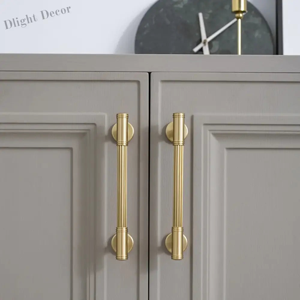 Gold Brass Vertical Linear Cabinet Handles – American-Style Wardrobe and Bar Pulls Handles