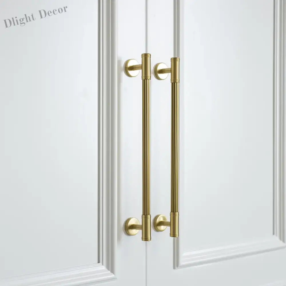 Gold Brass Vertical Linear Cabinet Handles – American-Style Wardrobe and Bar Pulls Handles
