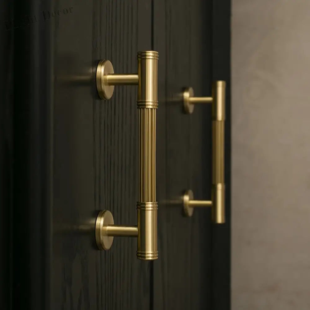 Gold Brass Vertical Linear Cabinet Handles – American-Style Wardrobe and Bar Pulls Handles