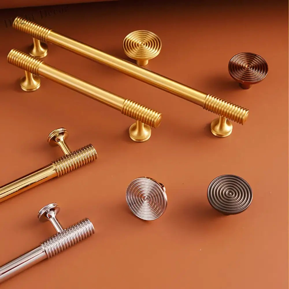 Gold Chrome Polished Gold Spiral Deco Furniture Handles – Modern Kitchen Cabinet and Wardrobe Pulls Handles