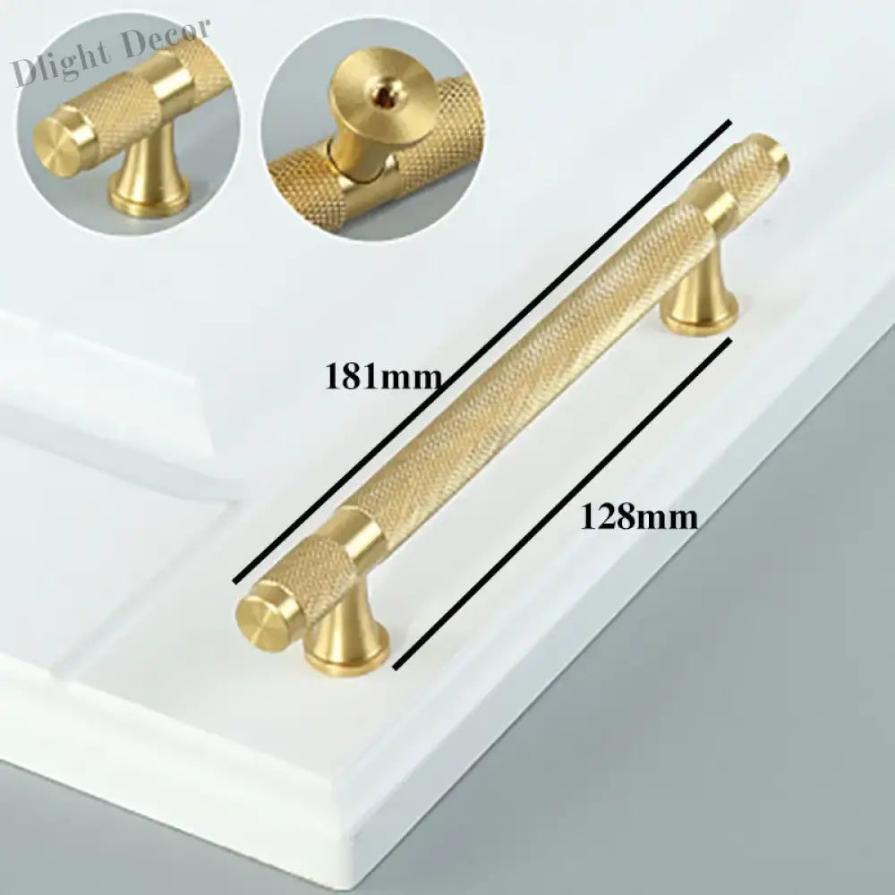 Gold Knurled Brass Handles – Textured Kitchen Cabinet Pulls and Wardrobe Knobs (50-500mm) 7.1 inches length / 1 piece