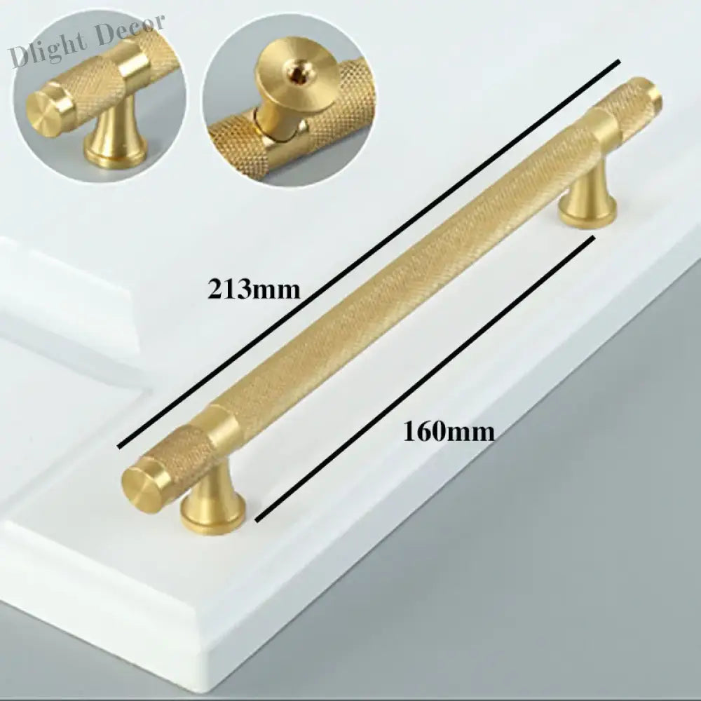 Gold Knurled Brass Handles – Textured Kitchen Cabinet Pulls and Wardrobe Knobs (50-500mm) 8.4 inches length / 1 piece