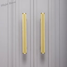 Gold Knurled Brass Kitchen Cabinet Handles – T-Bar Drawer Pulls and Copper Knobs (14mm Diameter) Handles