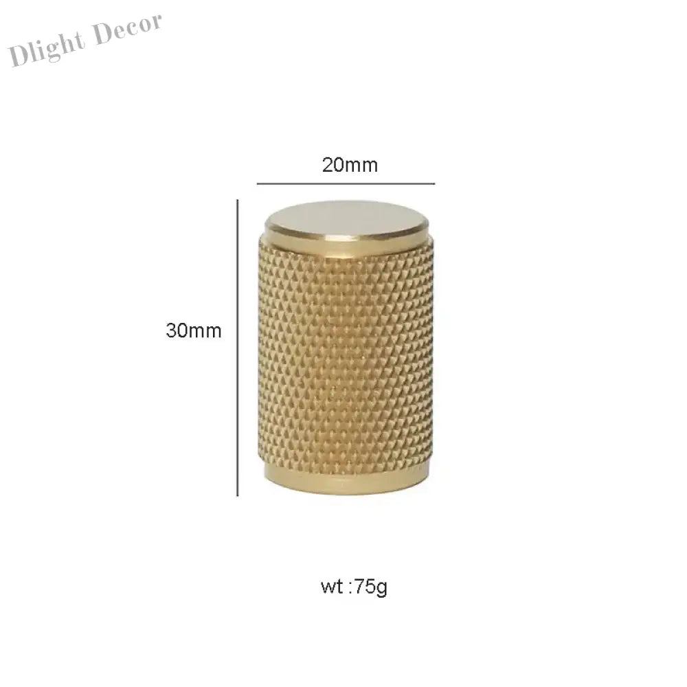 Gold Knurled Brass Kitchen Cabinet Handles – T-Bar Drawer Pulls and Copper Knobs (14mm Diameter) 20mm knob / 1 piece