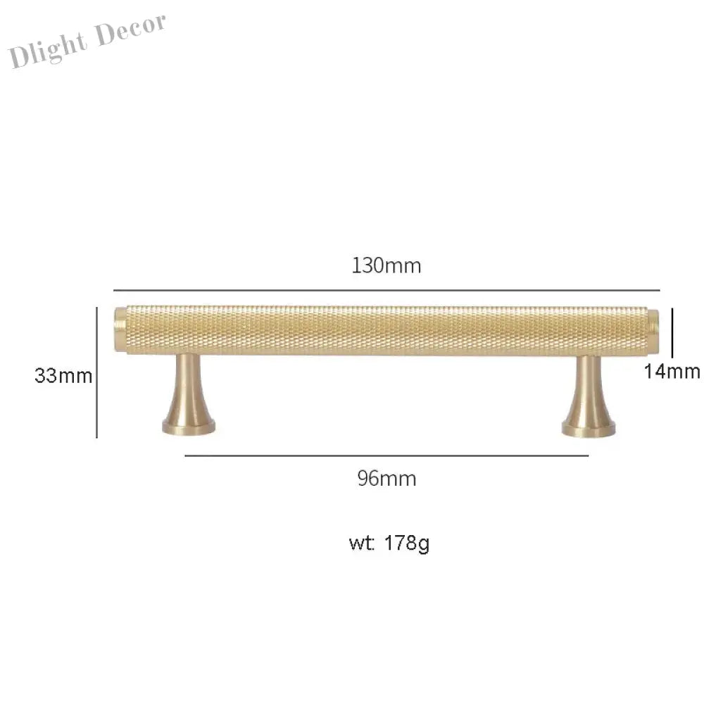 Gold Knurled Brass Kitchen Cabinet Handles – T-Bar Drawer Pulls and Copper Knobs (14mm Diameter) 9001-130 / 1 piece