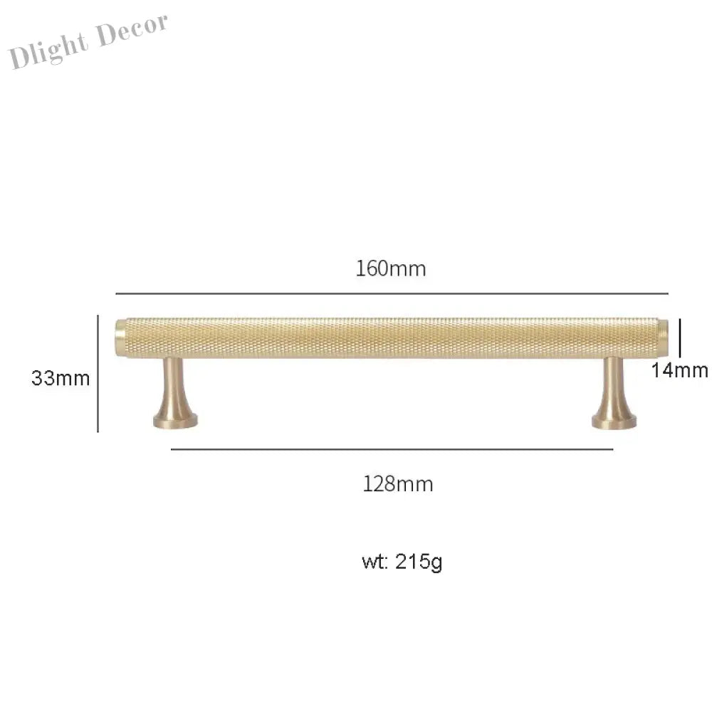 Gold Knurled Brass Kitchen Cabinet Handles – T-Bar Drawer Pulls and Copper Knobs (14mm Diameter) 9001-160 / 1 piece