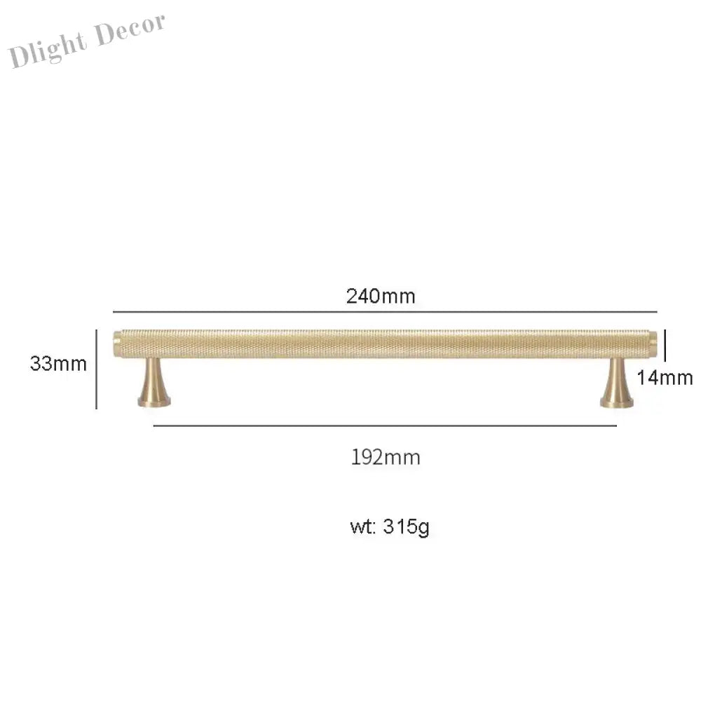 Gold Knurled Brass Kitchen Cabinet Handles – T-Bar Drawer Pulls and Copper Knobs (14mm Diameter) 9001-240 / 1 piece