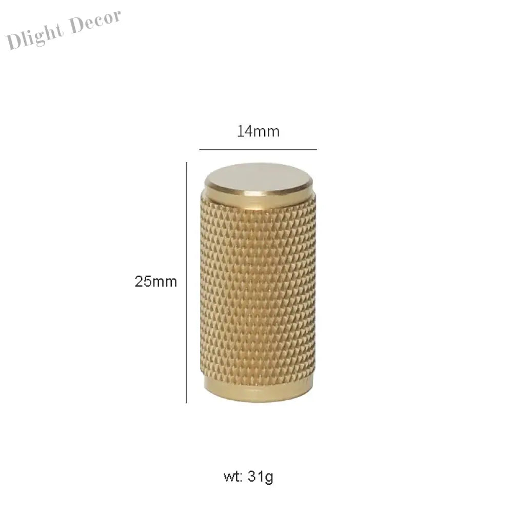 Gold Knurled Brass Kitchen Cabinet Handles – T-Bar Drawer Pulls and Copper Knobs (14mm Diameter) 14mm knob / 1 piece