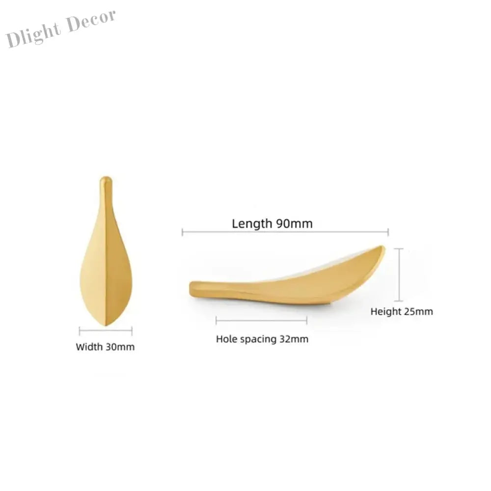 Golden Leaf Drawer Handles - Zinc Alloy Light Luxury Cabinet Knobs for Furniture Handles