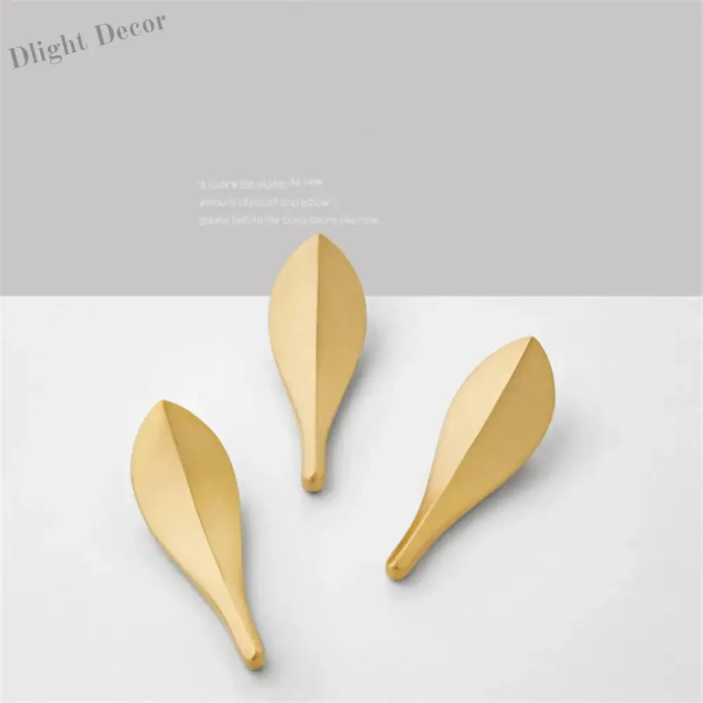 Golden Leaf Drawer Handles - Zinc Alloy Light Luxury Cabinet Knobs for Furniture Handles