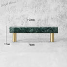 Green and White Marble Cabinet Handle – Luxury Natural Stone Drawer Pulls with Brass Base (50mm-200mm) green 100mm