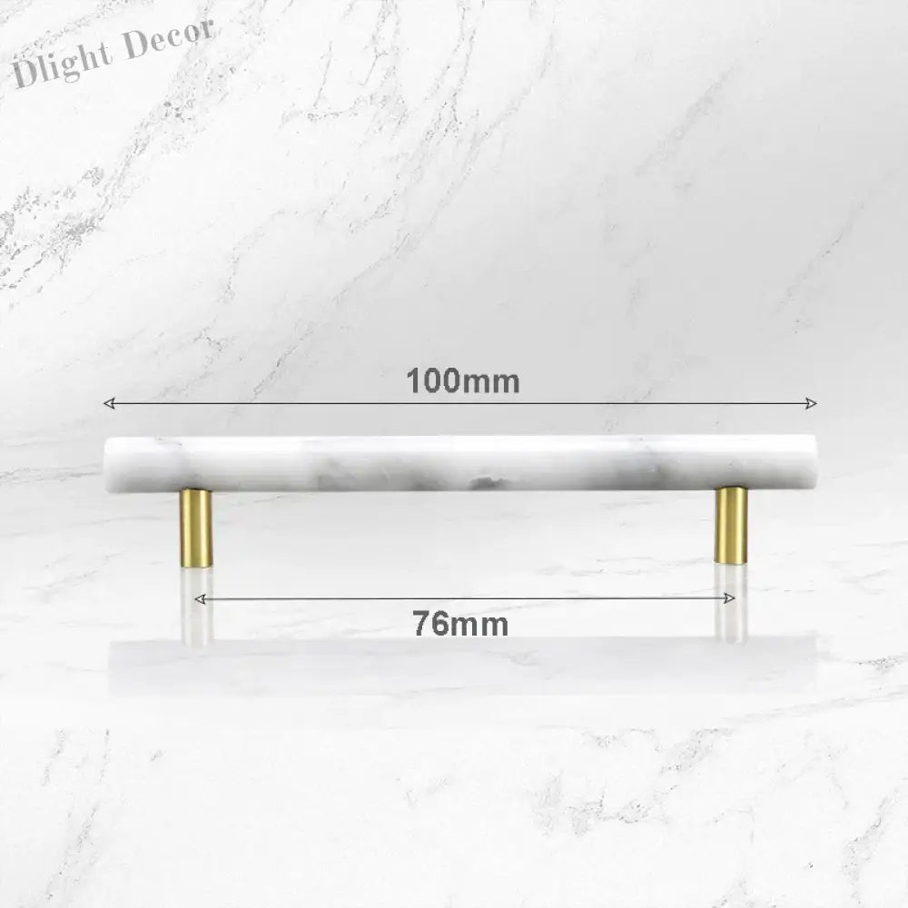 Green and White Marble Cabinet Handle – Luxury Natural Stone Drawer Pulls with Brass Base (50mm-200mm) white 100mm