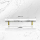 Green and White Marble Cabinet Handle – Luxury Natural Stone Drawer Pulls with Brass Base (50mm-200mm) white 100mm