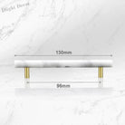 Green and White Marble Cabinet Handle – Luxury Natural Stone Drawer Pulls with Brass Base (50mm-200mm) white 130mm