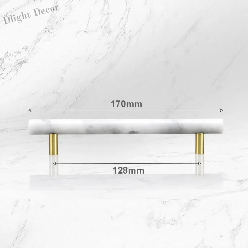 Green and White Marble Cabinet Handle – Luxury Natural Stone Drawer Pulls with Brass Base (50mm-200mm) white 170mm