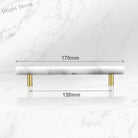 Green and White Marble Cabinet Handle – Luxury Natural Stone Drawer Pulls with Brass Base (50mm-200mm) white 170mm