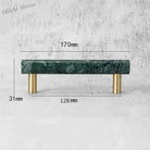 Green and White Marble Cabinet Handle – Luxury Natural Stone Drawer Pulls with Brass Base (50mm-200mm) green 170mm