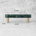 Green and White Marble Cabinet Handle – Luxury Natural Stone Drawer Pulls with Brass Base (50mm-200mm) green 200mm