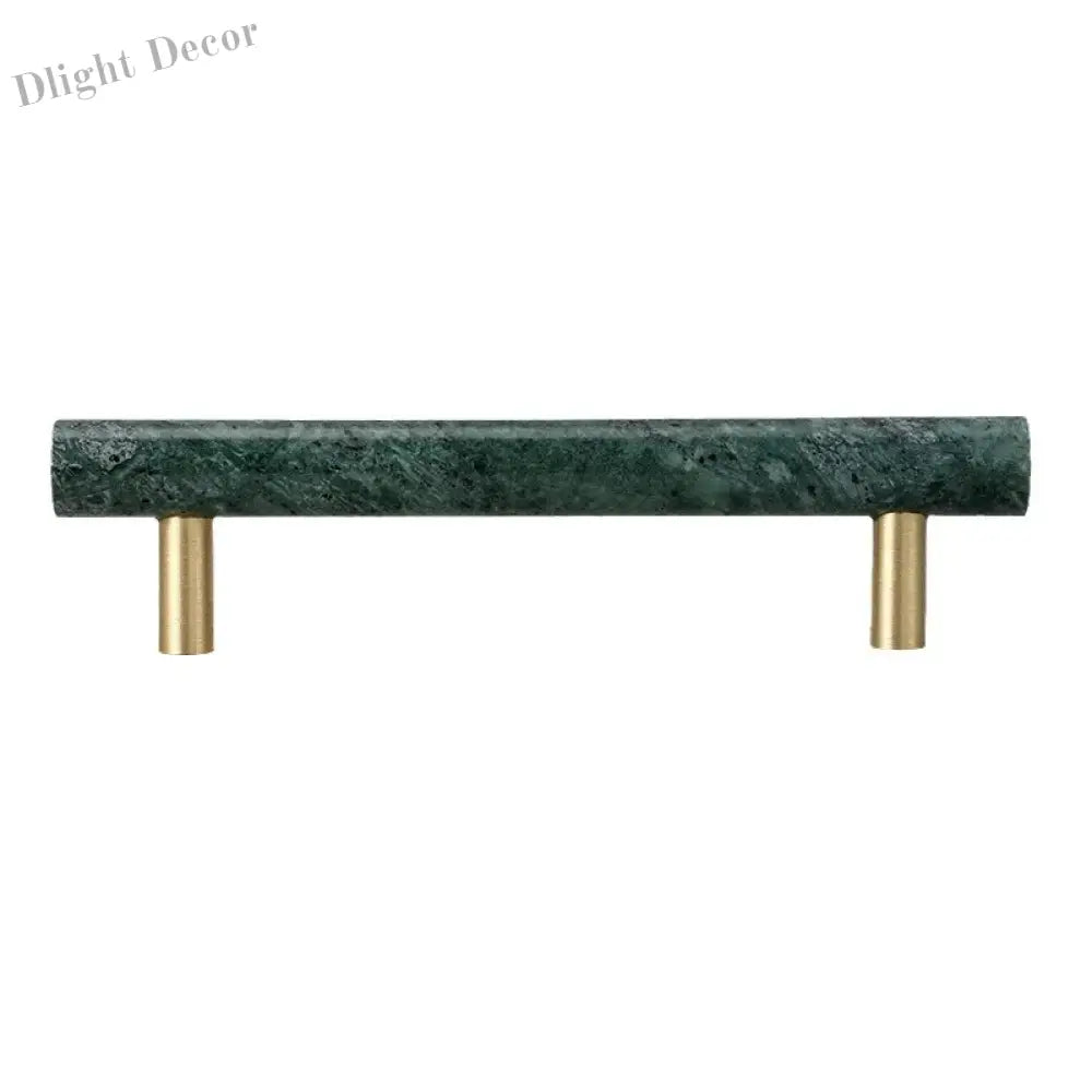 Green and White Marble Cabinet Handle – Luxury Natural Stone Drawer Pulls with Brass Base (50mm-200mm) Handles