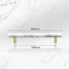 Green and White Marble Cabinet Handle – Luxury Natural Stone Drawer Pulls with Brass Base (50mm-200mm) white 200mm