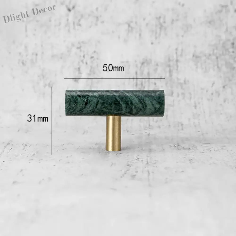 Green and White Marble Cabinet Handle – Luxury Natural Stone Drawer Pulls with Brass Base (50mm-200mm) green 50mm