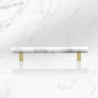 Green and White Marble Cabinet Handle – Luxury Natural Stone Drawer Pulls with Brass Base (50mm-200mm) Handles