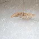 Handmade Art Rattan Pendant Lamp - Oriental Water Pattern Luminaire For Elegant Living Room And