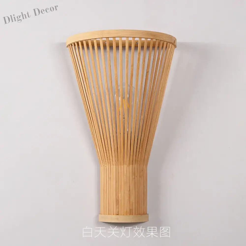 Handmade Bamboo Wood Lustre Wall Sconce Lamp - Rustic Elegance For Home Living And Bedroom Decor