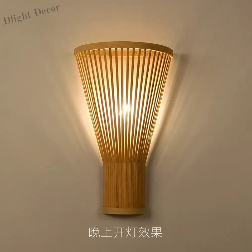 Handmade Bamboo Wood Lustre Wall Sconce Lamp - Rustic Elegance For Home Living And Bedroom Decor