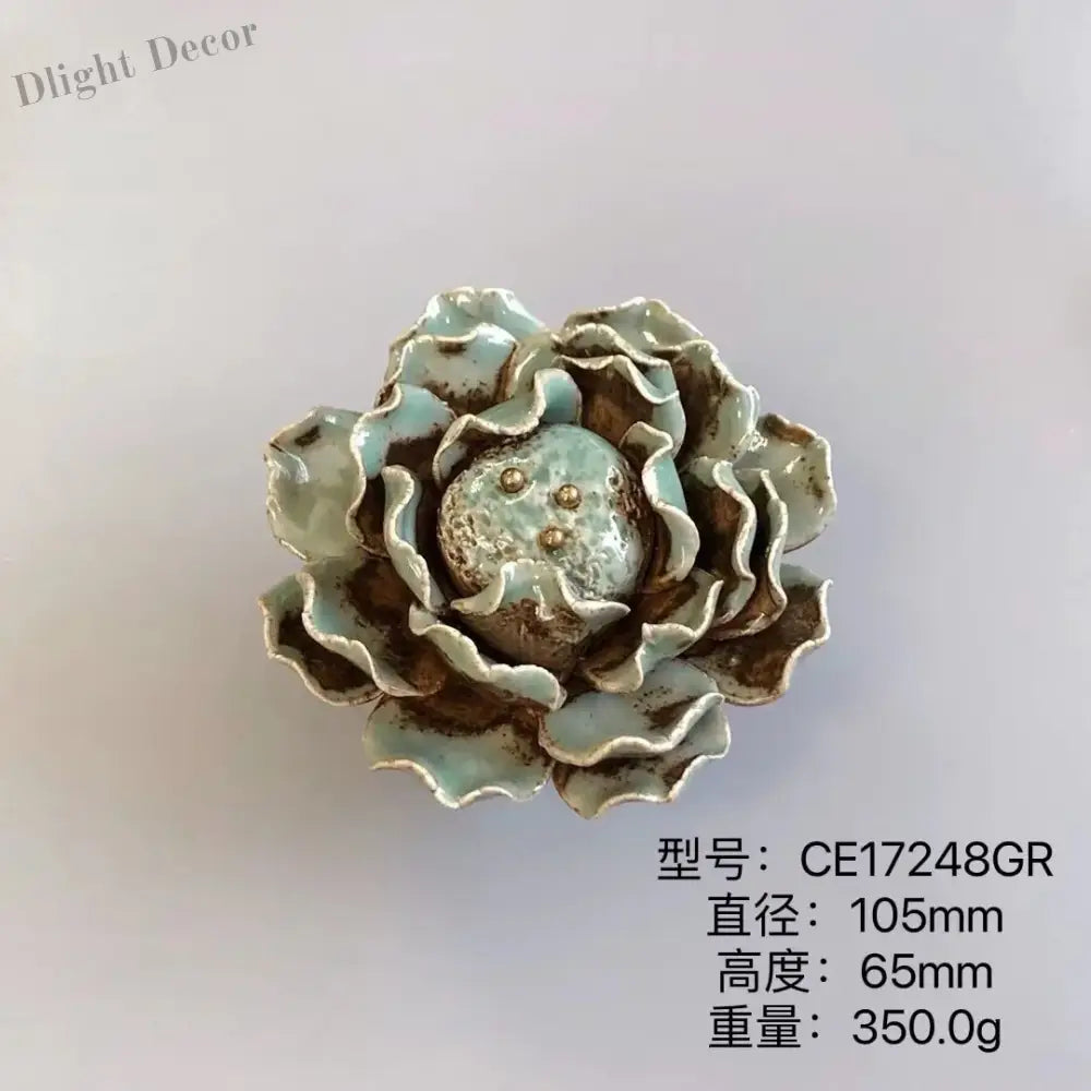 Handmade Ceramic Flower Knobs – Creative Cabinet and Drawer Knobs for Furniture Accessories CE17248GR Knobs
