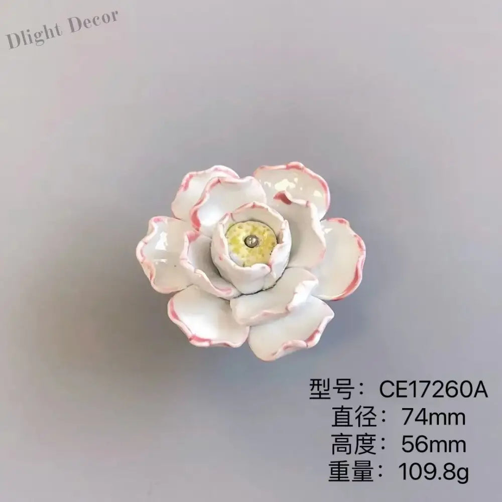Handmade Ceramic Flower Knobs – Creative Cabinet and Drawer Knobs for Furniture Accessories CE17260A Knobs
