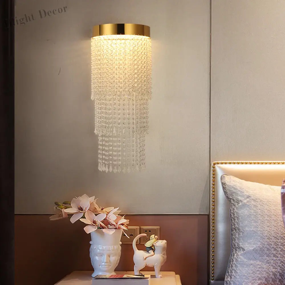 Hannah - Gold Chrome Crystal Wall Lamp Bedroom Light Modern Creative Design Scones Luxury Home