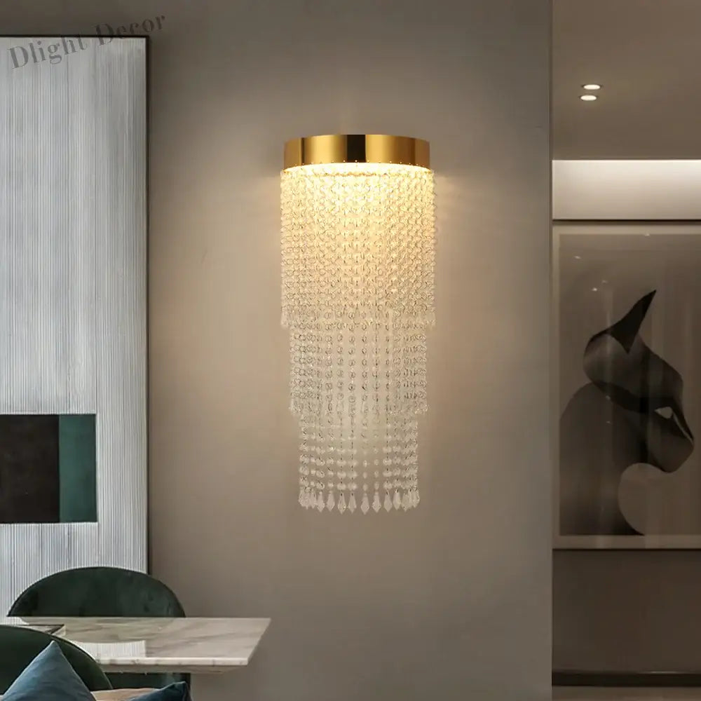 Hannah - Gold Chrome Crystal Wall Lamp Bedroom Light Modern Creative Design Scones Luxury Home