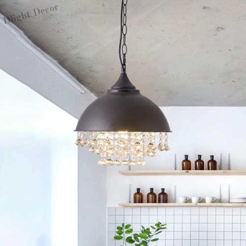 Harlow - Glamorous Industrial Pendant Light With Crystal Accents (1 - Light)