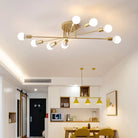 Haven Modern Semi - Flush Mount Chandelier: Bold Style With Exposed Bulbs For Your Bedroom 8 / Gold