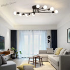 Haven Modern Semi - Flush Mount Chandelier: Bold Style With Exposed Bulbs For Your Bedroom