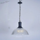 Hélène’s Clear Ribbed Glass Dome Pendant Light - Industrial Bronze Black Hanging For Living