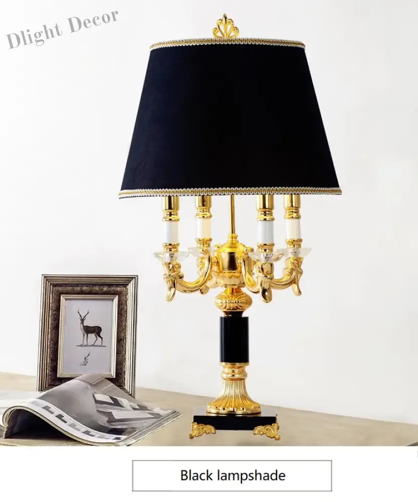 High - Quality Luxury Black Crystal Table Lamp - Modern Bedroom Bedside Decorative